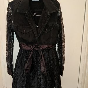 Paris blues black denim and lace set